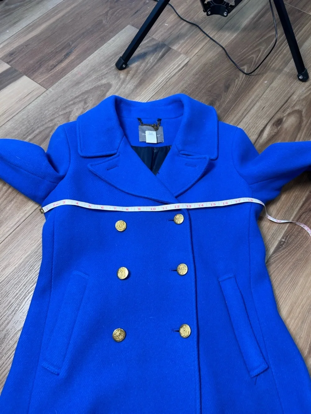 J. Crew stadium cloth nello gori wool pea coat size 8T tall royal blue wool - Picture 8 of 10